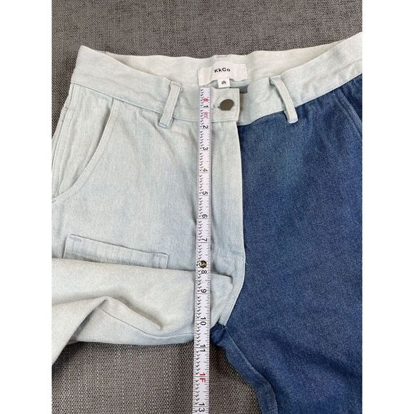 KkCo Jeans Womens Two Tone Blue Colorblock Carpenter Cargo Pants - Sz 25 - Picture 6 of 11